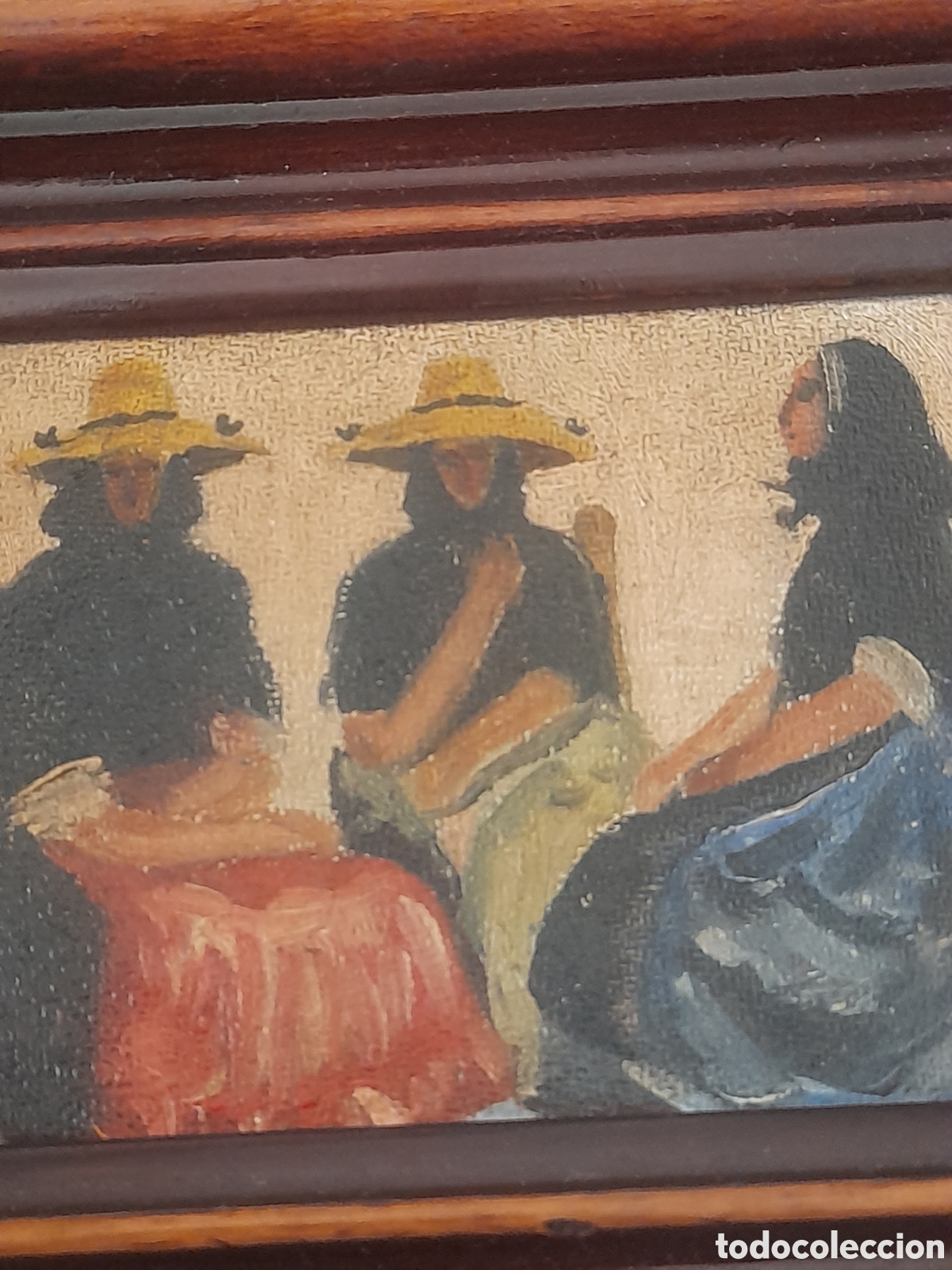 Arte: Antiguo oleo sobre tablex, en miniatura, - Foto 2