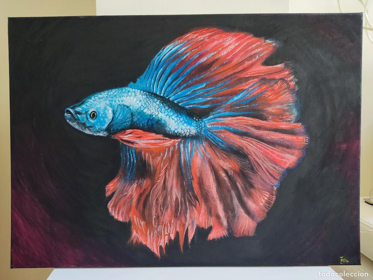 Arte: Cuadro, pintura al oleo de INI: pez (2) - Foto 1