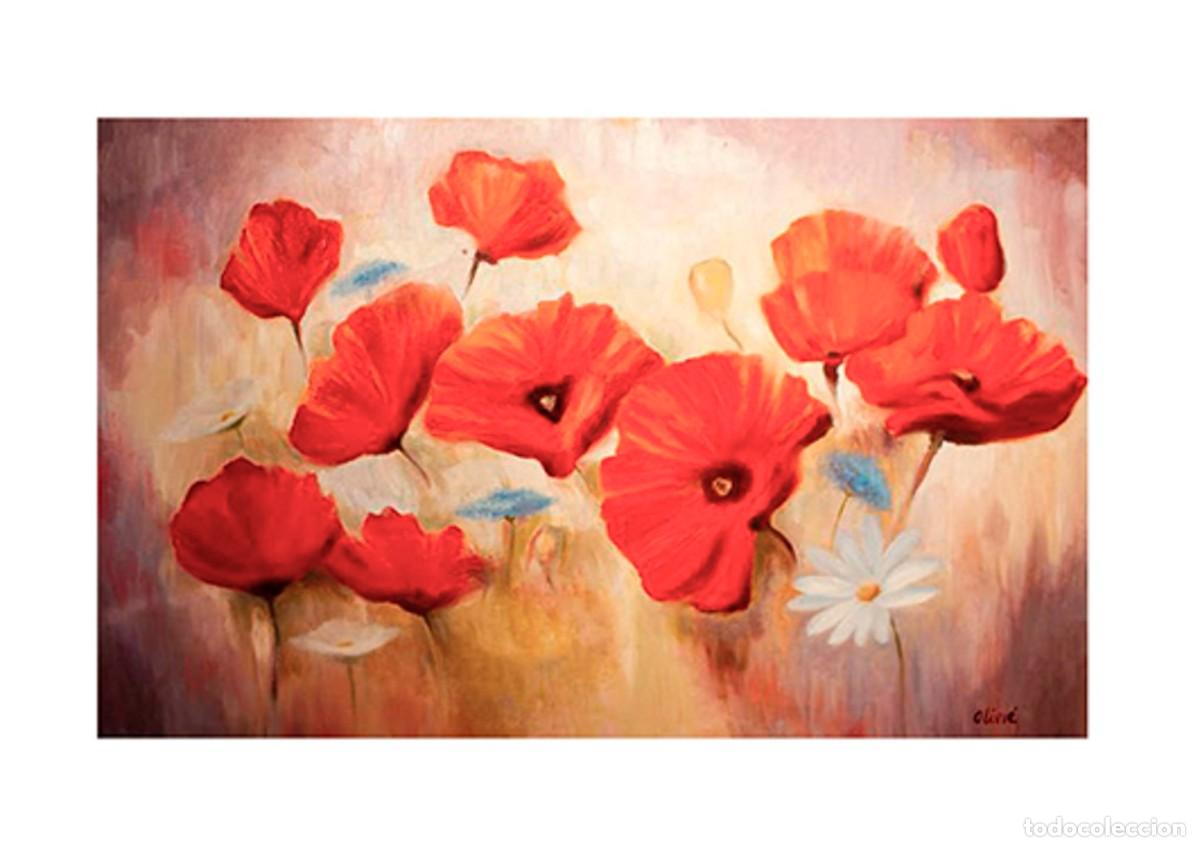 Arte: CUADRO DE AMAPOLAS Y MARGARITAS PINTADO AL &Oacute;LEO. - Foto 2