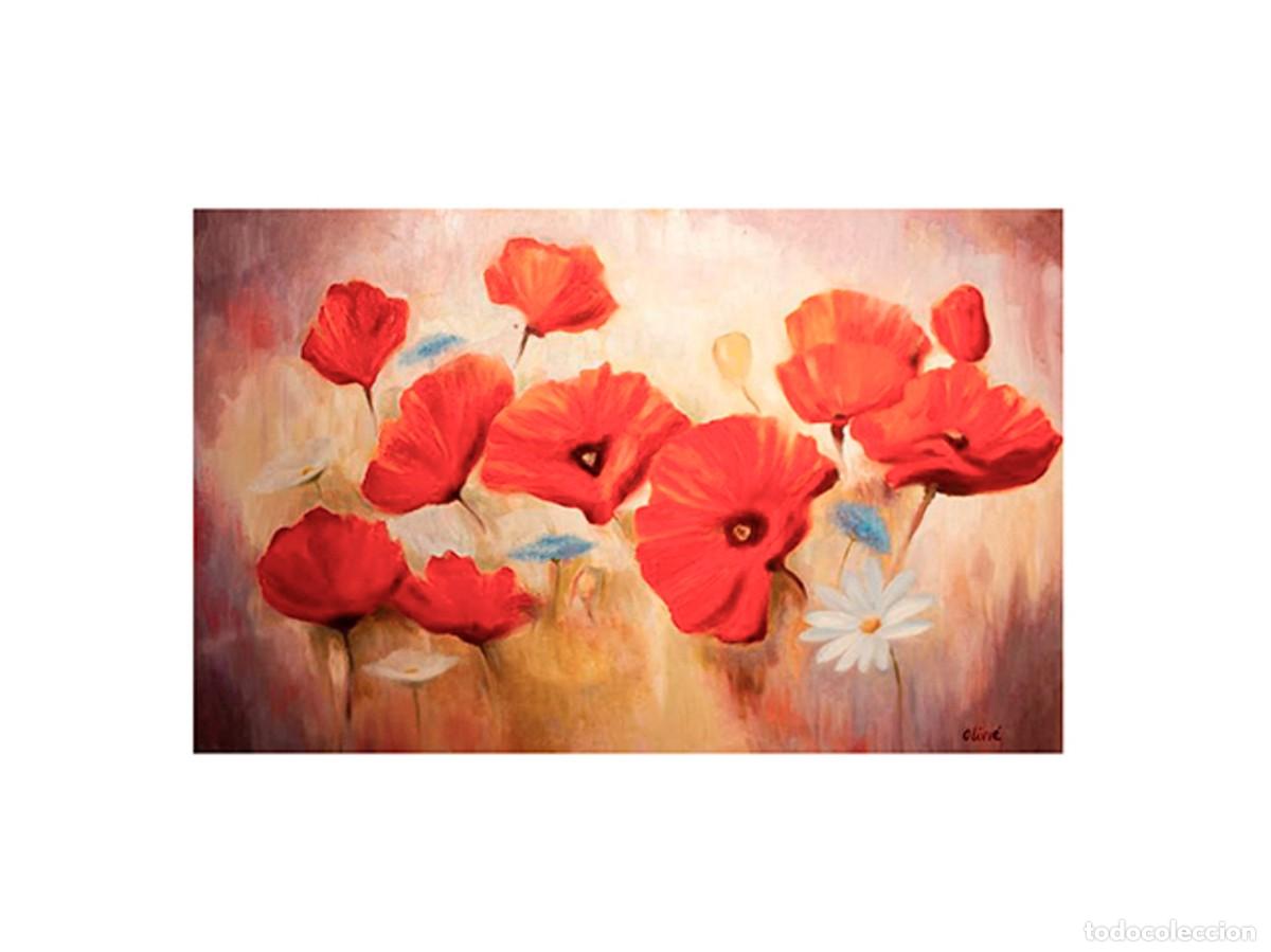 Arte: CUADRO DE AMAPOLAS Y MARGARITAS PINTADO AL &Oacute;LEO. - Foto 1