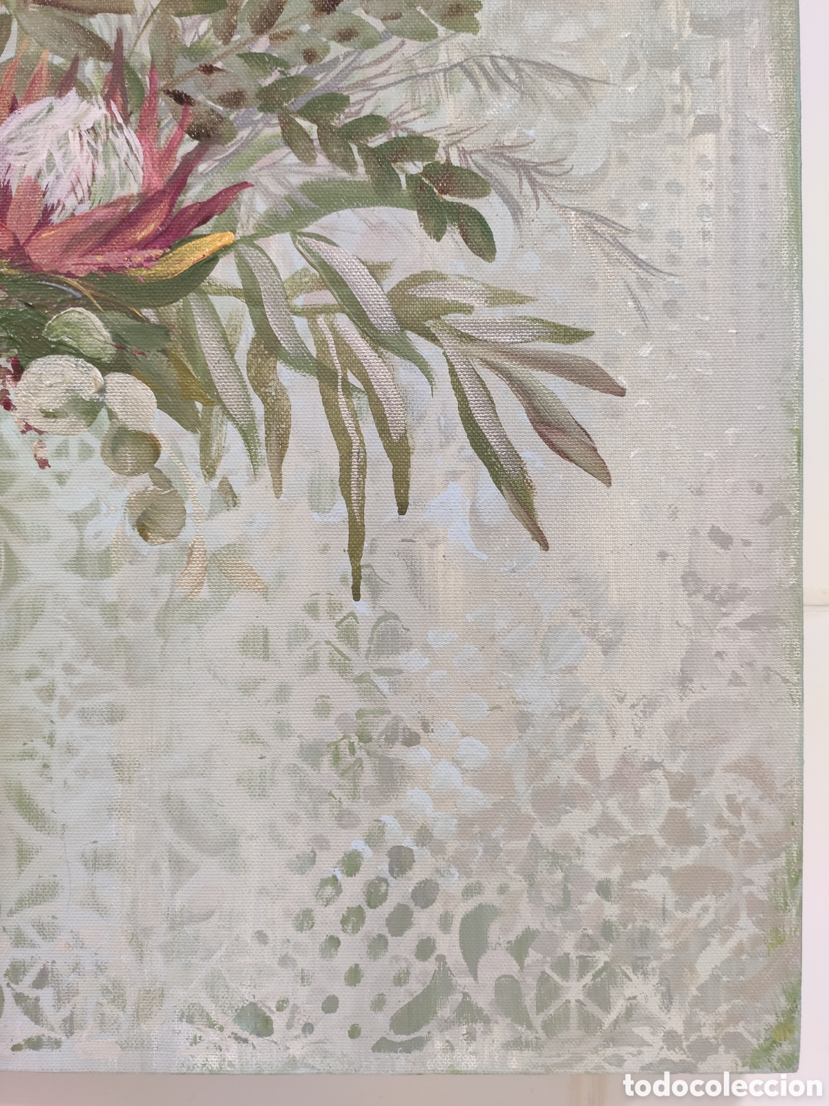 Arte: Cuadro acr&iacute;lico sobre lienzo Bouquet con protea - Foto 2