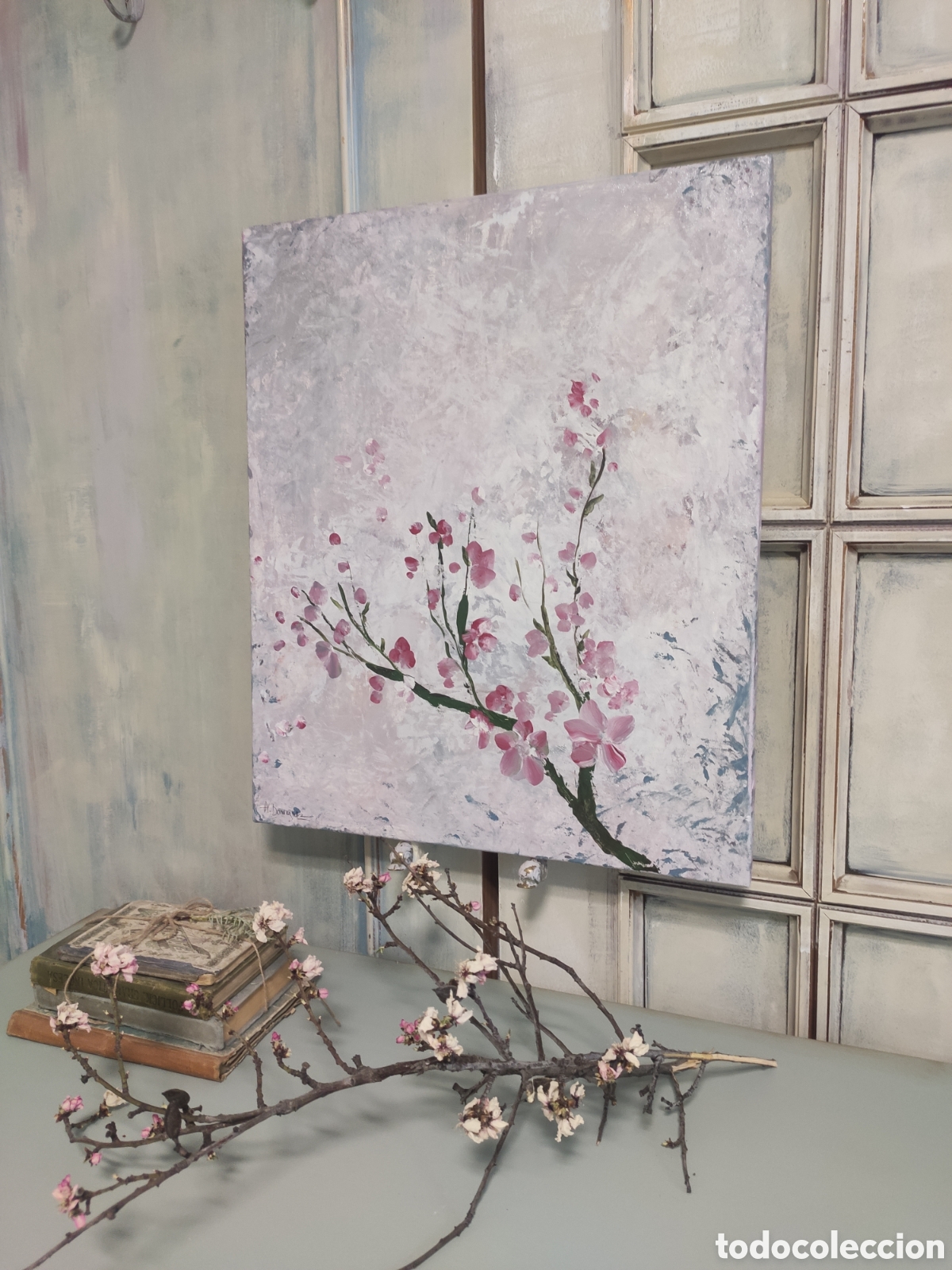 Arte: Cuadro acr&iacute;lico sobre lienzo Red Sakura - Foto 1