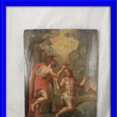 Arte: MAGNIFICA TABLA ANTIGUA DEL BAUTISMO DE JESUS S. XVIII. Lote 393207239