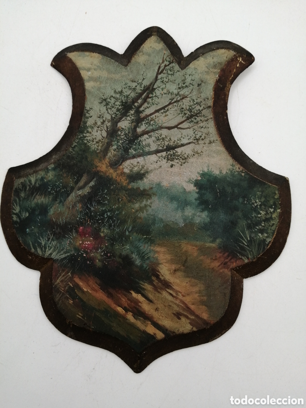 Arte: &Oacute;leo sobre tabla. Paisaje, an&oacute;nimo - Foto 2