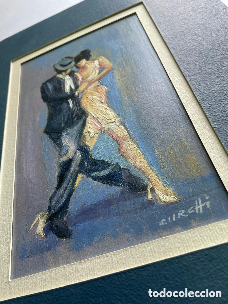 Arte: Bailarines de tango pintado y firmado - Foto 2