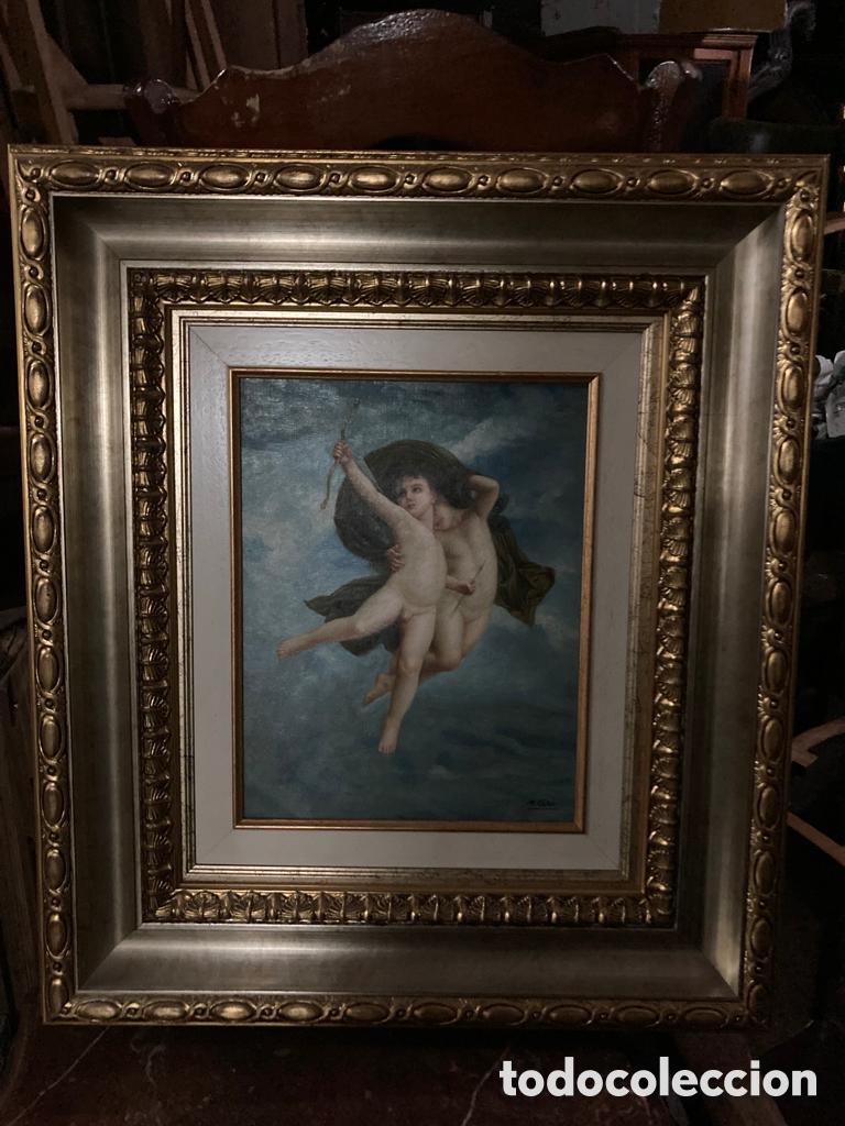Art: OLEO SOBRE LIENZO PAREJA DE CUPIDOS FIRMADO M. CALVO