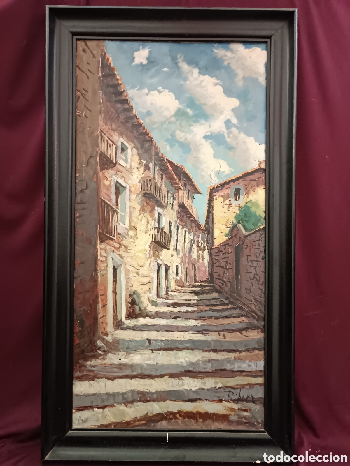 Kunst: &Oacute;leo sobre lienzo firmado Ribera total 90cm x 50cm
