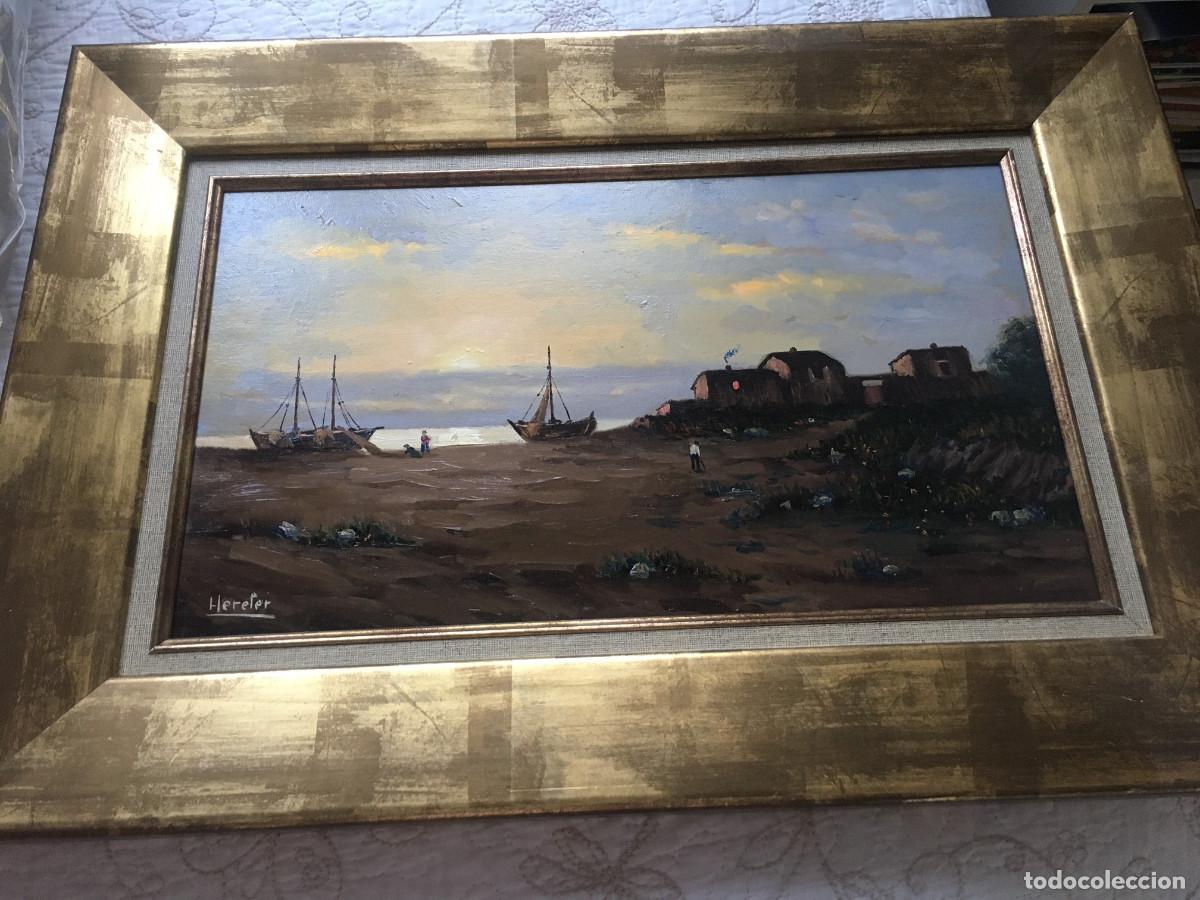 Arte: paisaje con barcas y casas - Foto 1