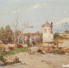 Arte: RAFAEL BLANCO MERINO (MÁLAGA, 1864-1899) - VISTA DE MÁLAGA.OLEO/TABLA.FIRMADO.TITULADO.. Lote 400743404