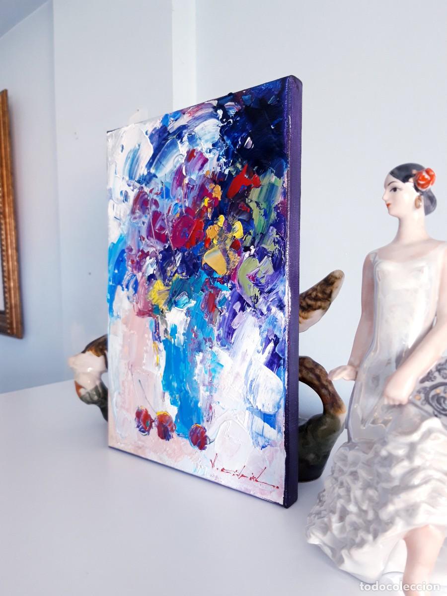 Arte: cuadro al oleo sobre lienzo ,,Flores,, - Foto 4