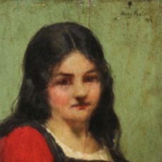 Arte: HENRY MOSLER (1841-1920) OLEO SOBRE TELA FECHADO DEL AÑO 1893. RETRATO DE UNA NIÑA. Lote 402195904