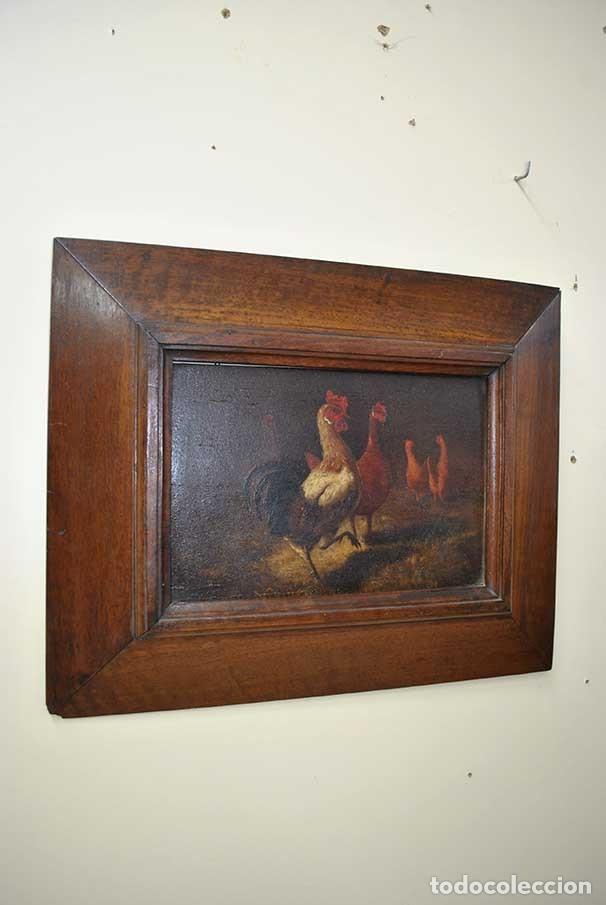 Arte: PINTURA SOBRE TABLA GALLOS - Foto 1