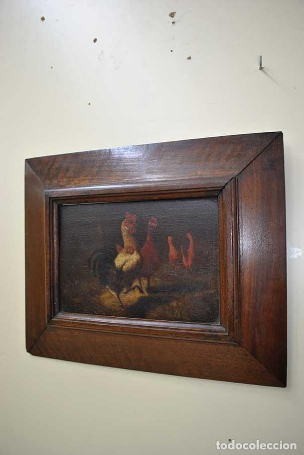Arte: PINTURA SOBRE TABLA GALLOS - Foto 2