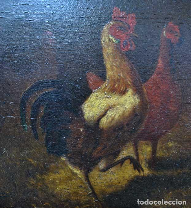 Arte: PINTURA SOBRE TABLA GALLOS - Foto 4