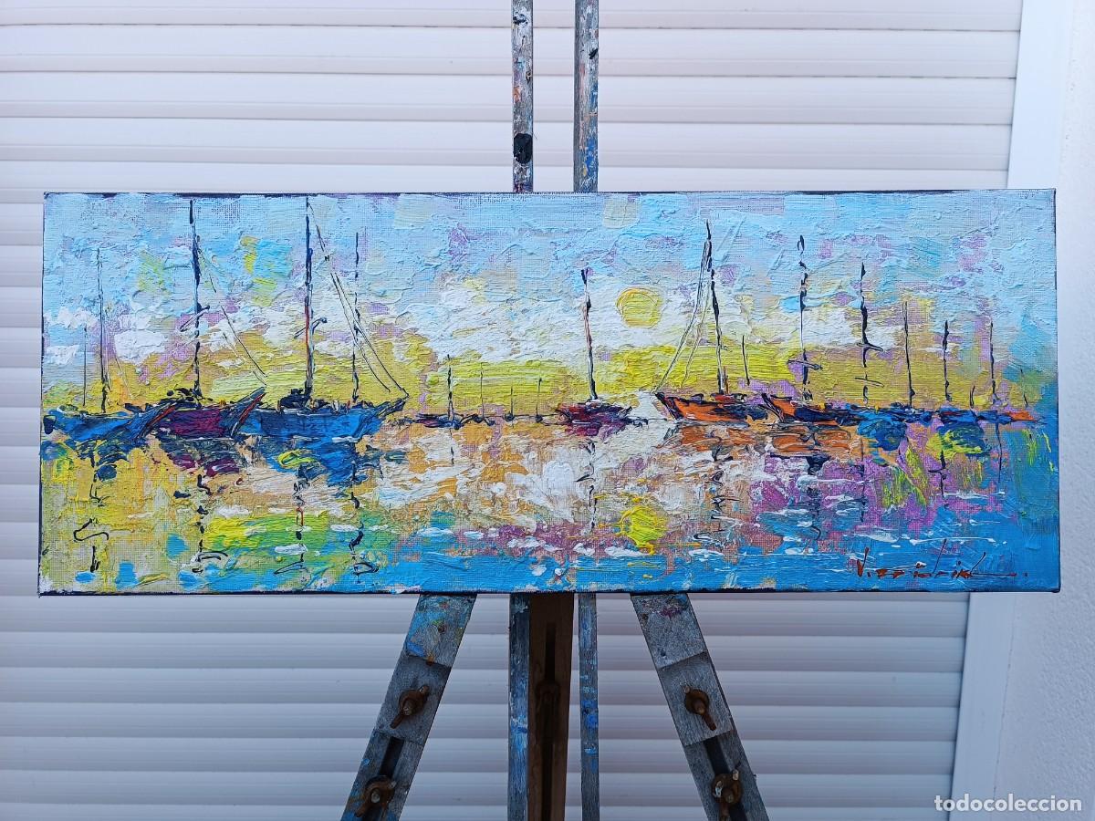 Arte: cuadro al oleo sobre lienzo ,,los barcos,, - Foto 1