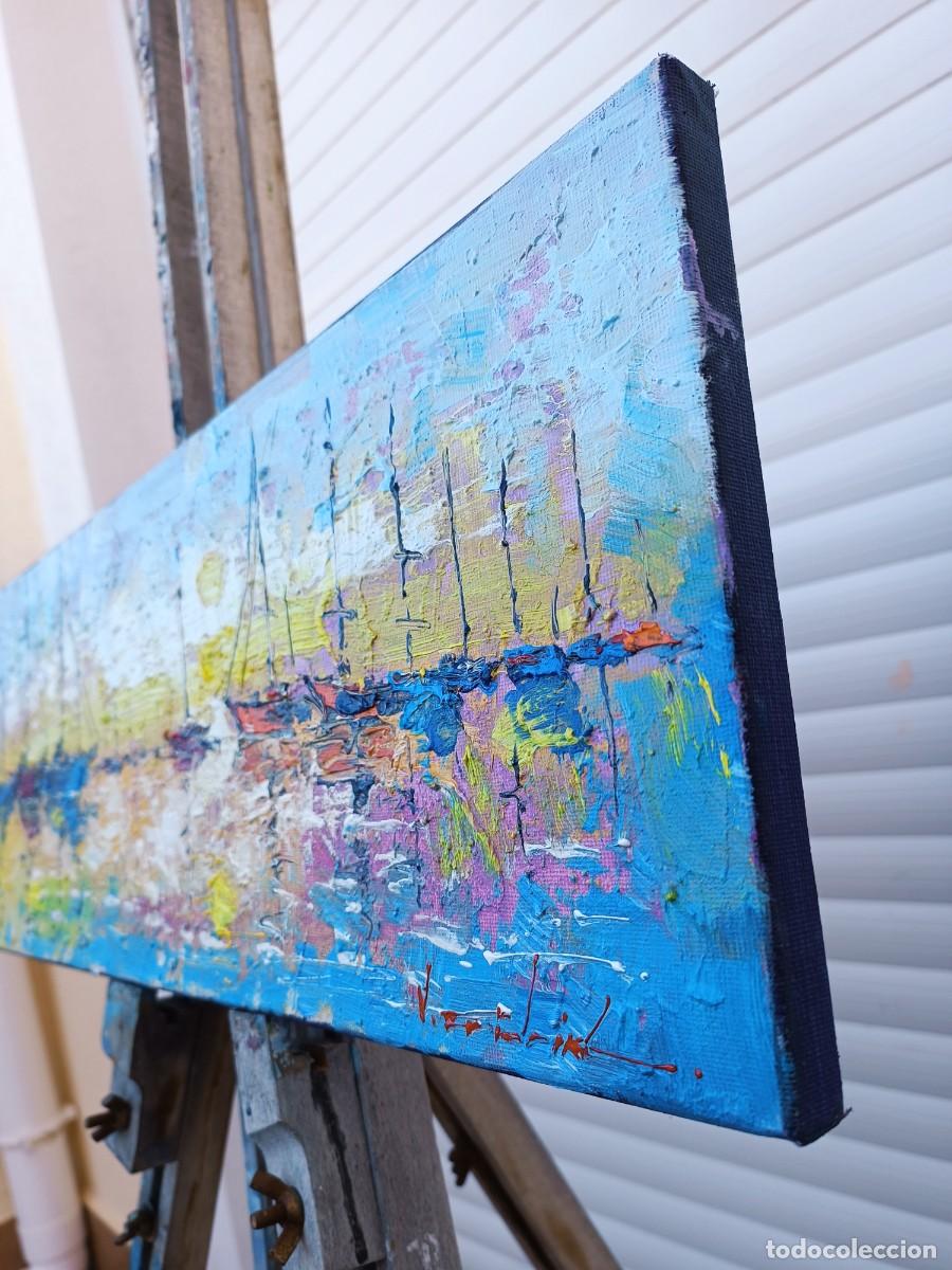 Arte: cuadro al oleo sobre lienzo ,,los barcos,, - Foto 4