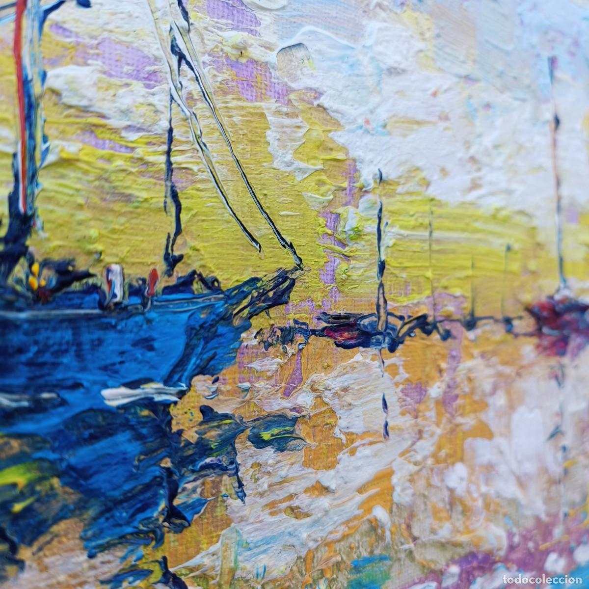 Arte: cuadro al oleo sobre lienzo ,,los barcos,, - Foto 7