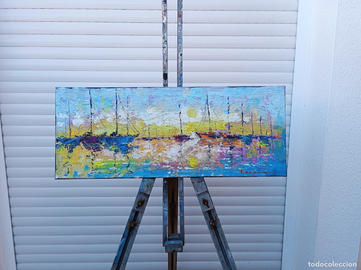 Arte: cuadro al oleo sobre lienzo ,,los barcos,, - Foto 8