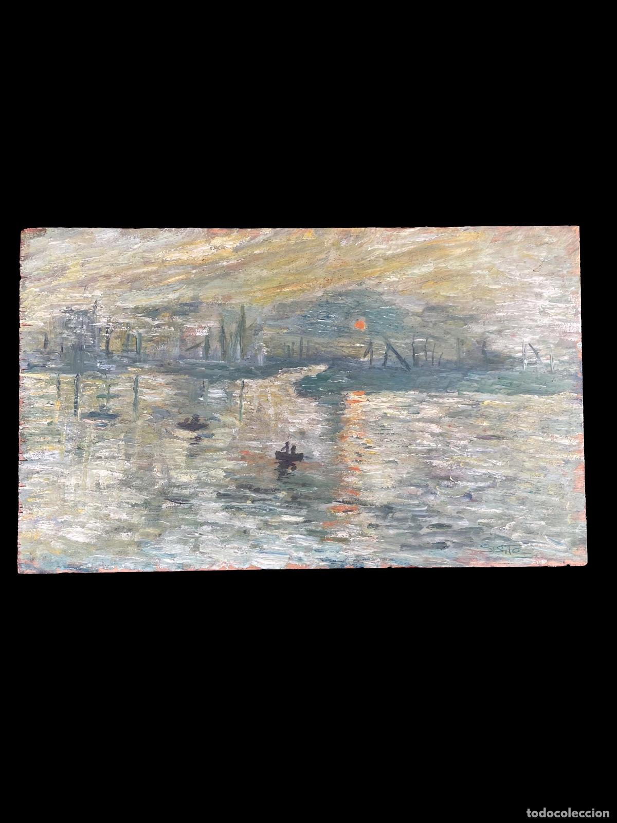 Art: SOL NACIENTE DE MONET. FIRMA ILEGIBLE. OLEO SOBRE TABLA. 1950