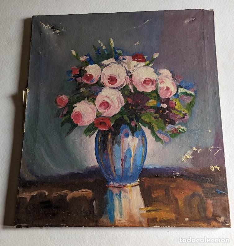 Arte: CUADRO G. MU&Ntilde;OZ - OLEO BUCARO CON FLORES - Foto 1