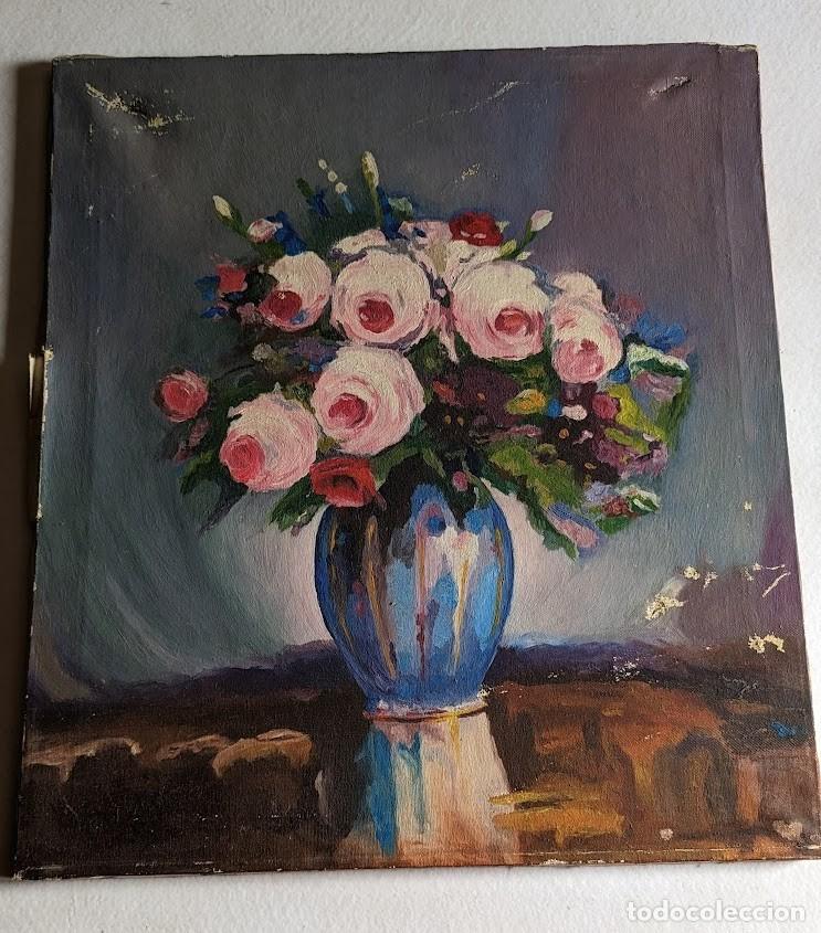 Arte: CUADRO G. MU&Ntilde;OZ - OLEO BUCARO CON FLORES - Foto 8
