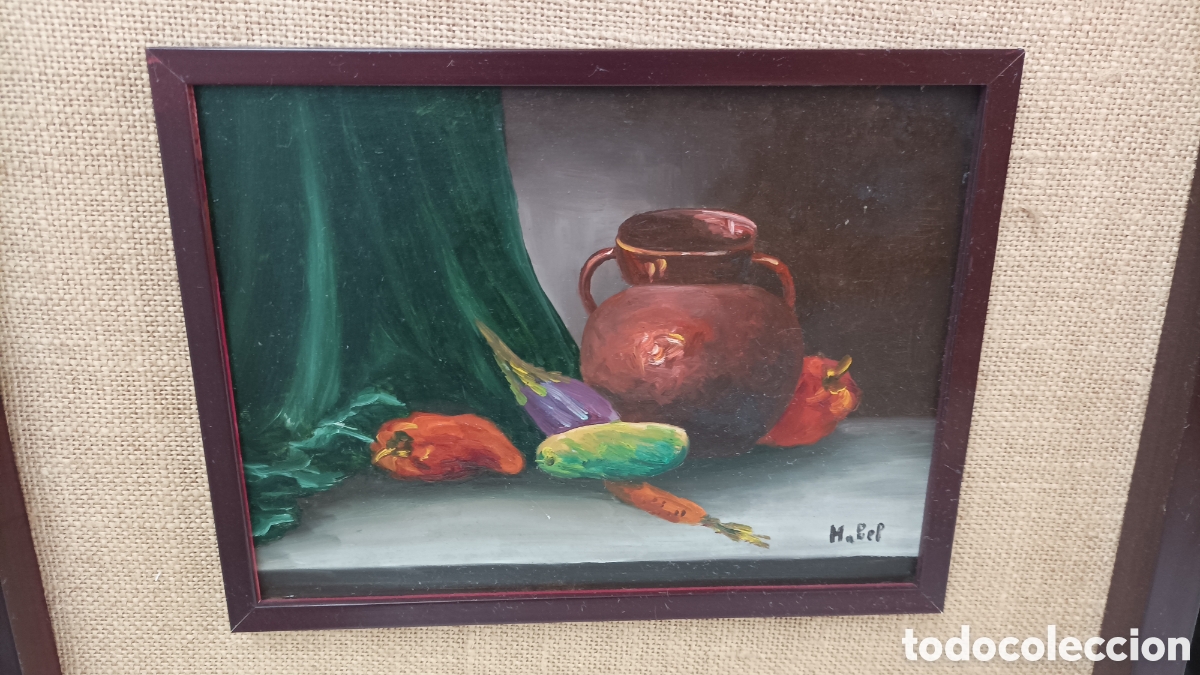 Arte: 2 Cuadros &oacute;leo sobre tabla bodegon y mar - Foto 3