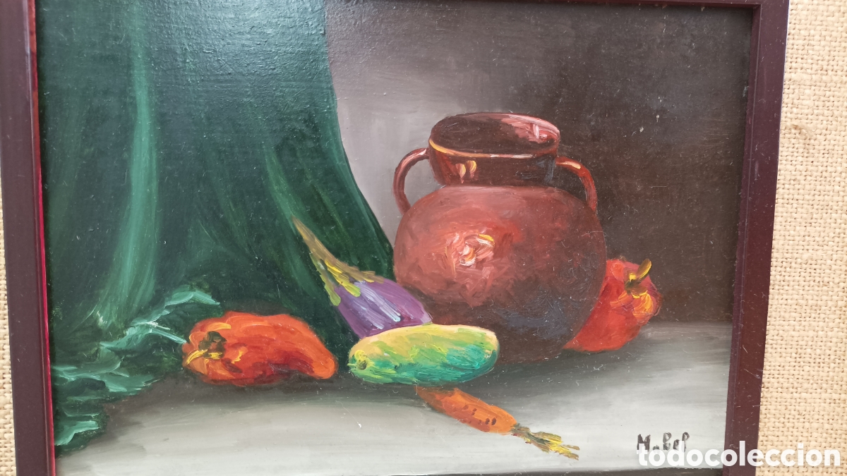 Arte: 2 Cuadros &oacute;leo sobre tabla bodegon y mar - Foto 4
