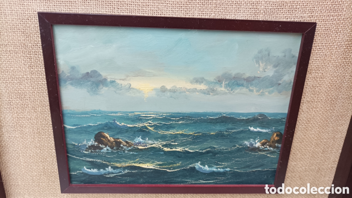 Arte: 2 Cuadros &oacute;leo sobre tabla bodegon y mar - Foto 6