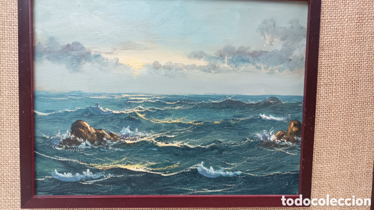 Arte: 2 Cuadros &oacute;leo sobre tabla bodegon y mar - Foto 7