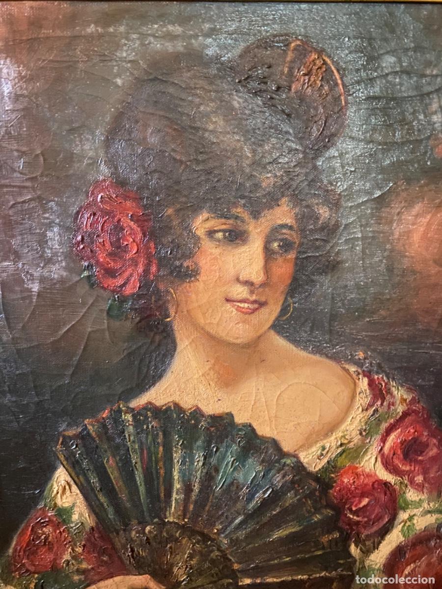 Arte: CUADRO AL &Oacute;LEO ANTIGUO SOBRE LIENZO - Foto 2