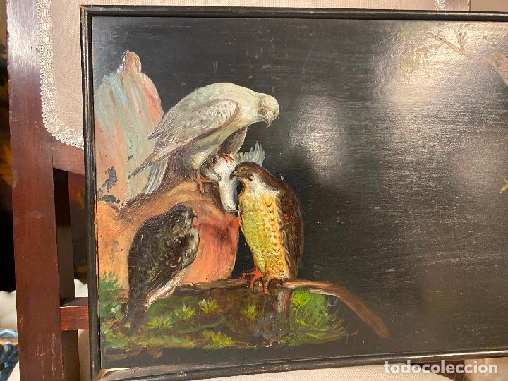 Arte: COMPOSICION DE PAJAROS OLEO SOBRE TABLA - Foto 2