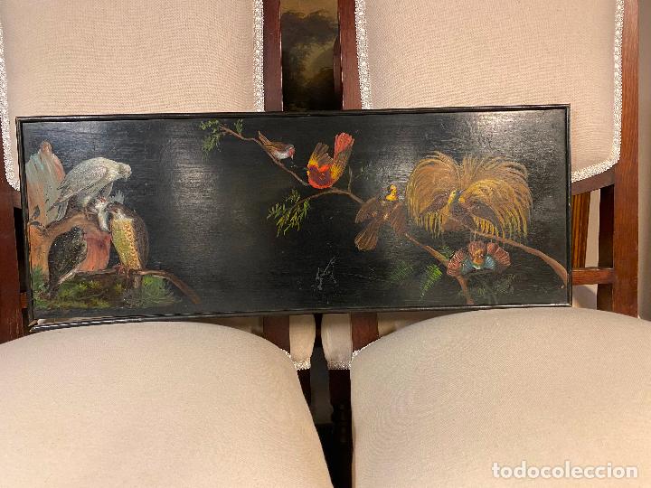 Arte: COMPOSICION DE PAJAROS OLEO SOBRE TABLA - Foto 1