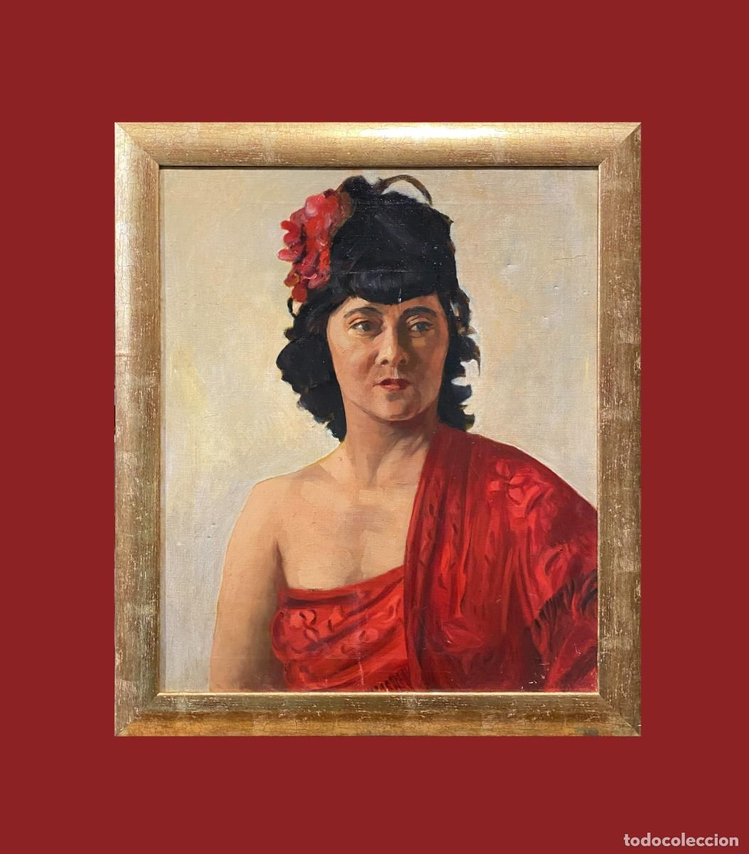 Arte: dama con manton en rojo - Foto 1