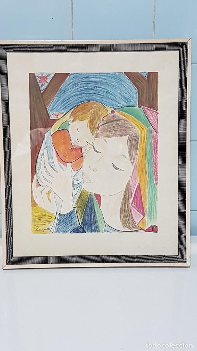 Arte: CUADRO MADRE CON NI&Ntilde;O VINTAGE - Foto 1