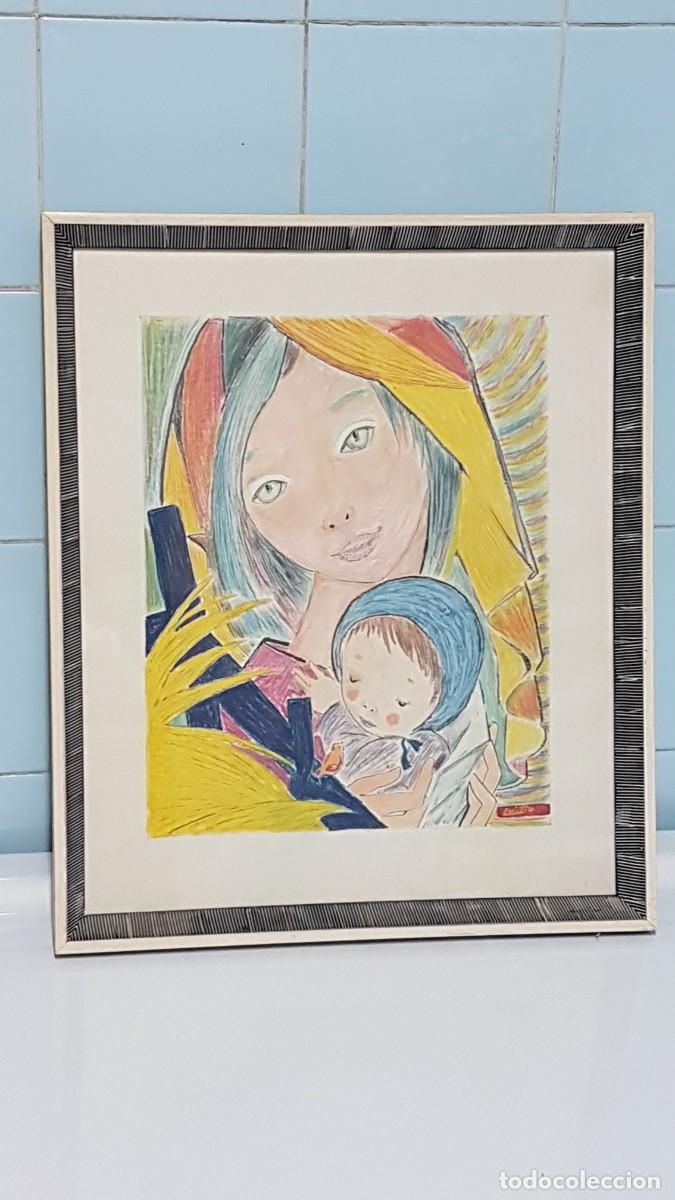 Arte: CUADRO MADRE CON NI&Ntilde;O VINTAGE - Foto 1