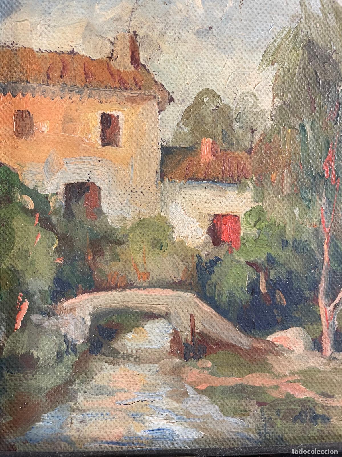 Arte: ESCENA DE PUEBLO. ESCUELA CATALANA. ESTILO IMPRESIONISTA. OLEO SOBRE CARTON. SIGLO XX