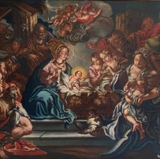 Arte: ESCUELA ITALIANA (XVIII) - NACIMIENTO DEL NIÑO JESÚS - ÓLEO SOBRE LIENZO.