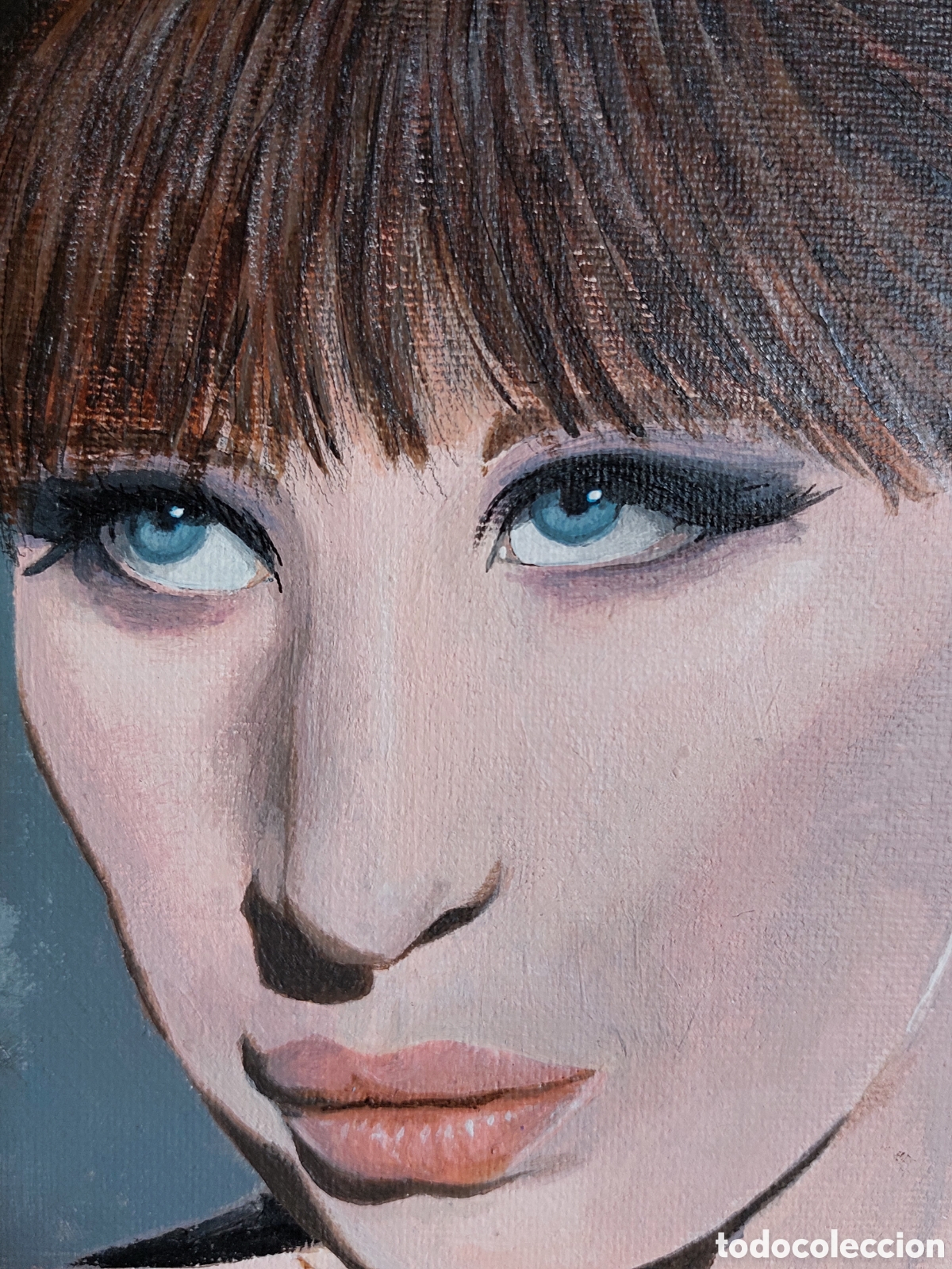 Arte: SE ADMITEN OFERTAS Oleo sobre tablero , retrato de Barbra Streisand, firma y certificado de autor.