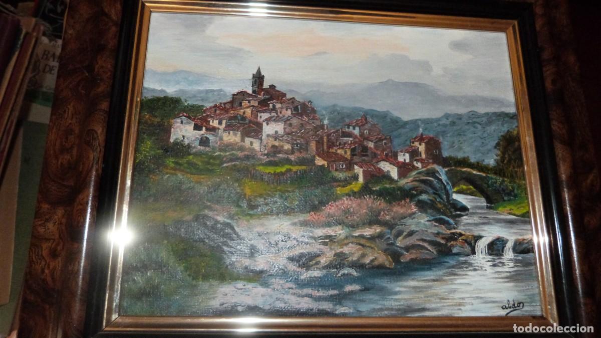 Arte: PUEBLO EN SERRANIA ,OLEO LIENZO, 24X19 + MARCO, FIRMA ABDON