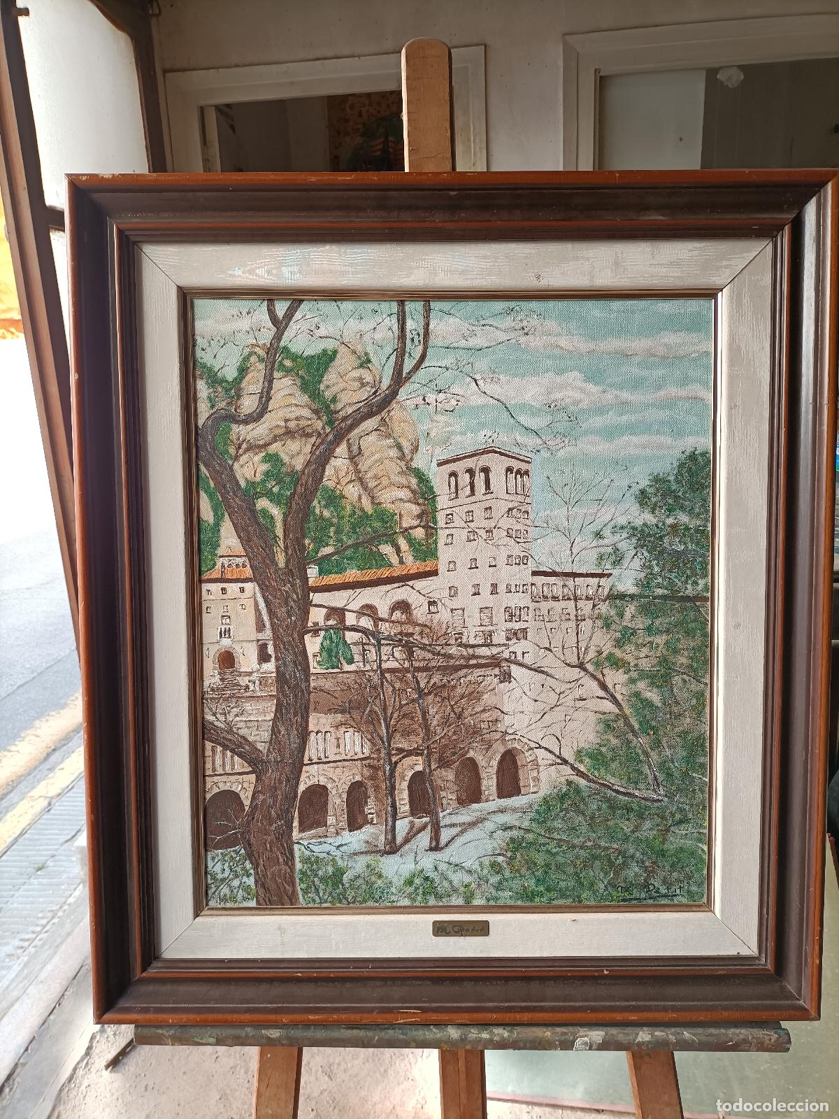 Arte: OLEO SOBRE LIENZO - FDO. R. PETIT - MONTSERRAT Y SU MONASTERIO