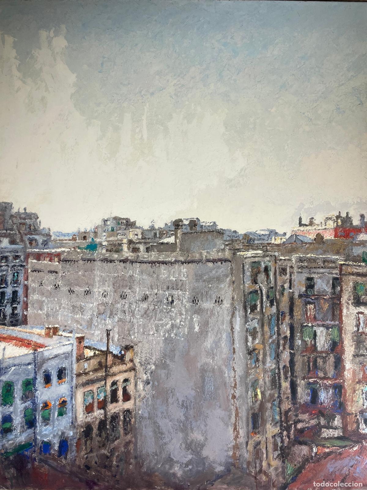 Arte: JOSEP ROCA-SASTRE. PAISAJE URBANO. OLEO SOBRE LIENZO. ESPA&Ntilde;A. 1973