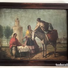 Arte: ESCUELA SEVILLANA SIGLO S.XVIII, GITANAS VENDIENDO CASTAÑA