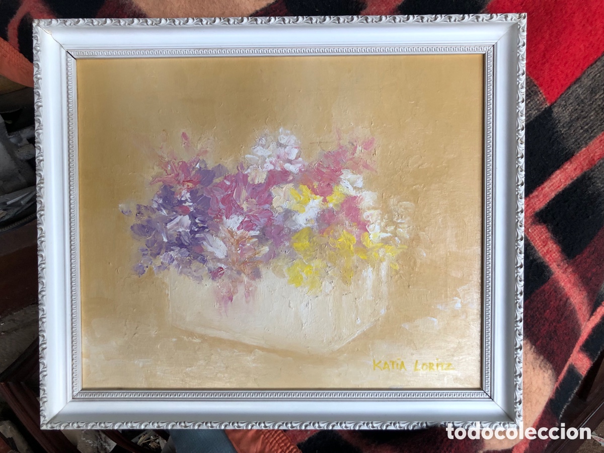 Kunst: oleo firmado Katia Loritz, flores
