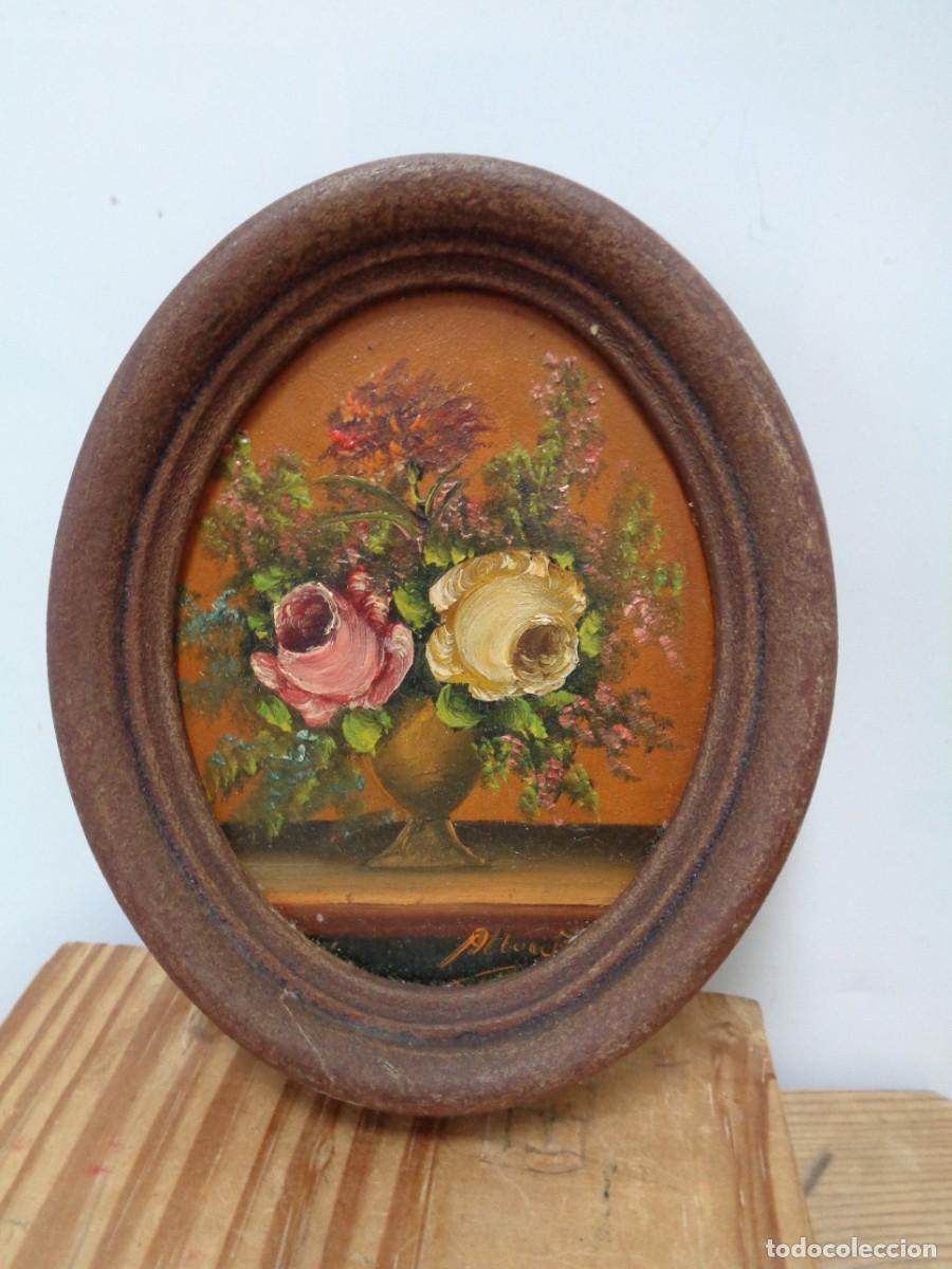 Arte: &iexcl;&iexcl; JARRON ROSAS. OLEO SOBRE TABLA. FIRMADO. Marco OVALADO. !! C-10.