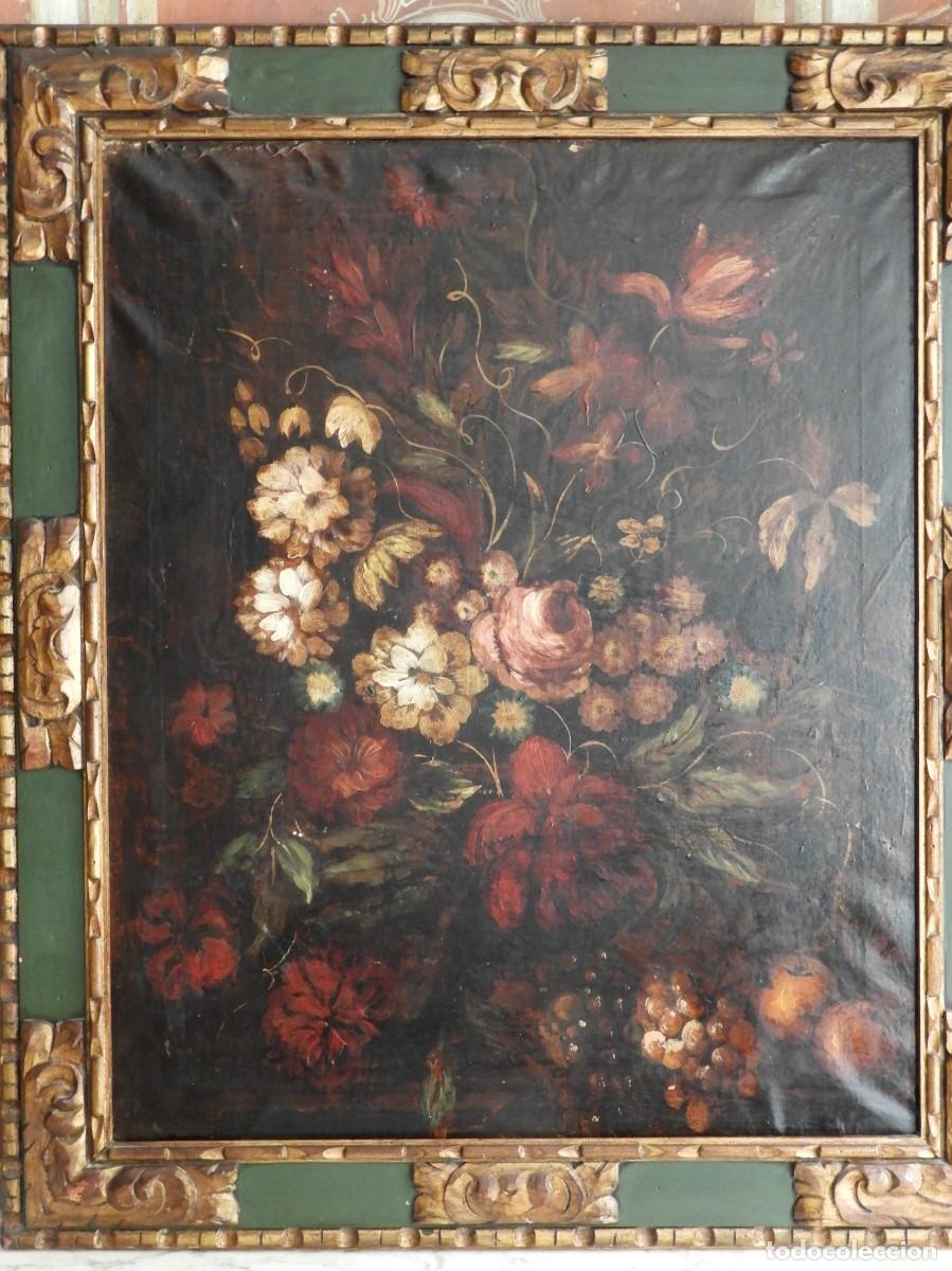 Arte: PRECIOSO BODEGON DE FLORES CON MARCO DE MADERA - Foto 2