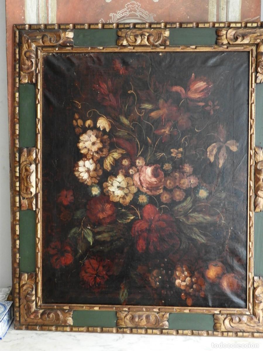 Arte: PRECIOSO BODEGON DE FLORES CON MARCO DE MADERA - Foto 3
