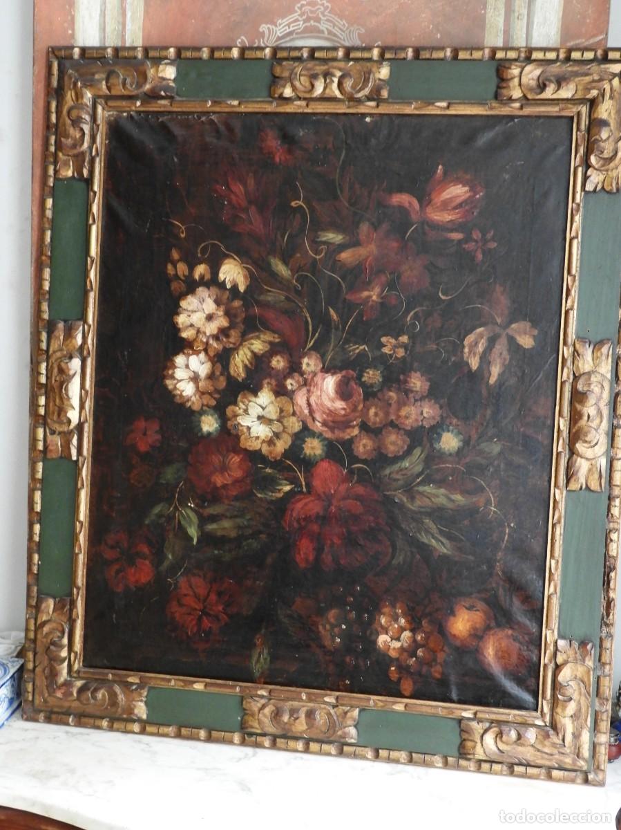 Arte: PRECIOSO BODEGON DE FLORES CON MARCO DE MADERA - Foto 4