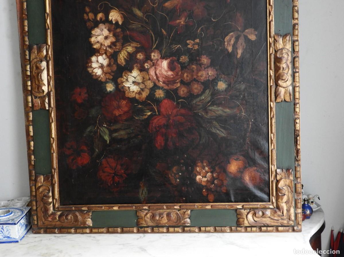 Arte: PRECIOSO BODEGON DE FLORES CON MARCO DE MADERA - Foto 6