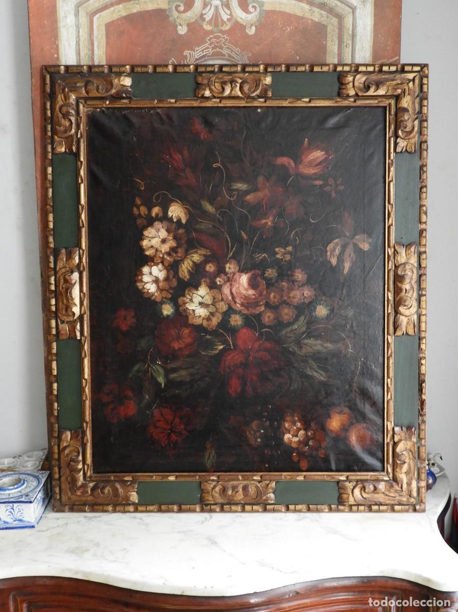 Arte: PRECIOSO BODEGON DE FLORES CON MARCO DE MADERA - Foto 8