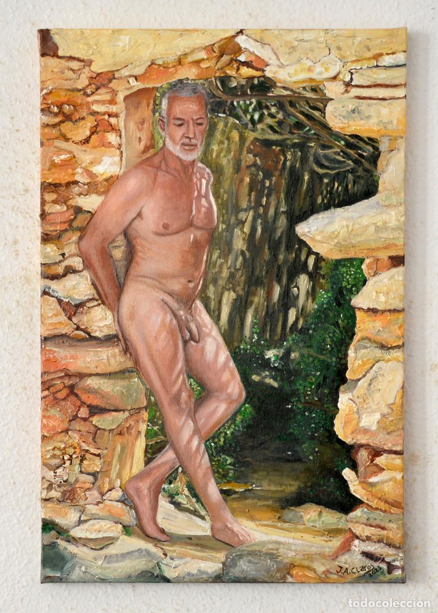 pintura al óleo. desnudo masculino. anatomía. c - Compra venta en  todocoleccion